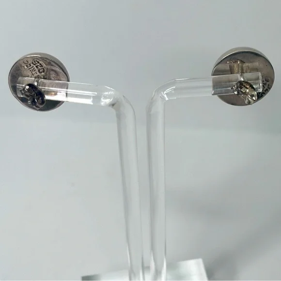 Vintage Mexico Sterling Silver Half Dome Button Large Stud Earrings - Picture 4 of 5